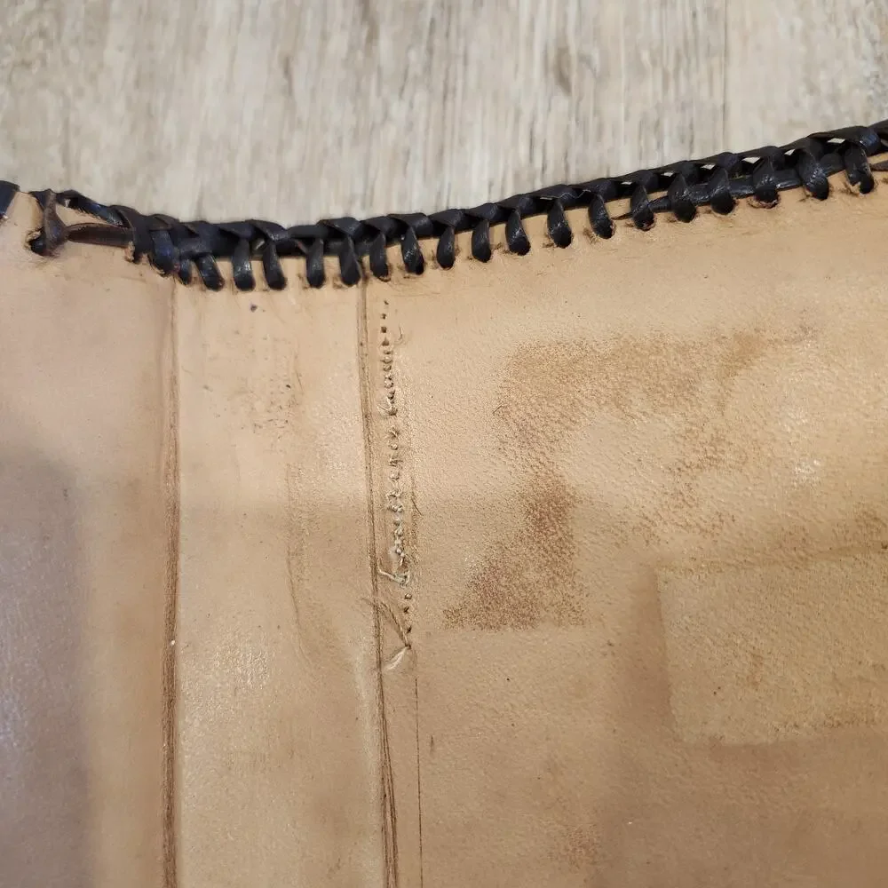Vintage Hand Tooled Leather Book Journal Cover Handmade Roses Snap Close Signed